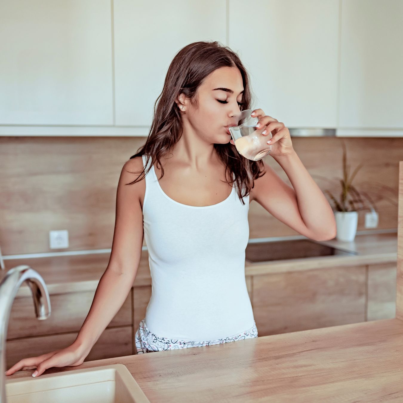 woman drinking water